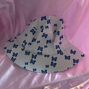 Blue Butterfly Print Kids Bucket Hat
